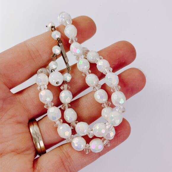 Vintage 1950s West Germany AB Glass Bead Necklace Mid Century 16" Elegant Choker - Picture 12 of 12